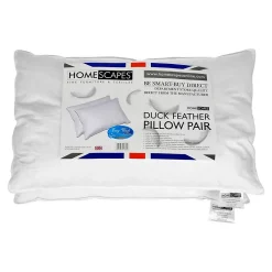 Lot de 4 oreillers en plumes de canard, 50 x 75 cm - HOMESCAPES