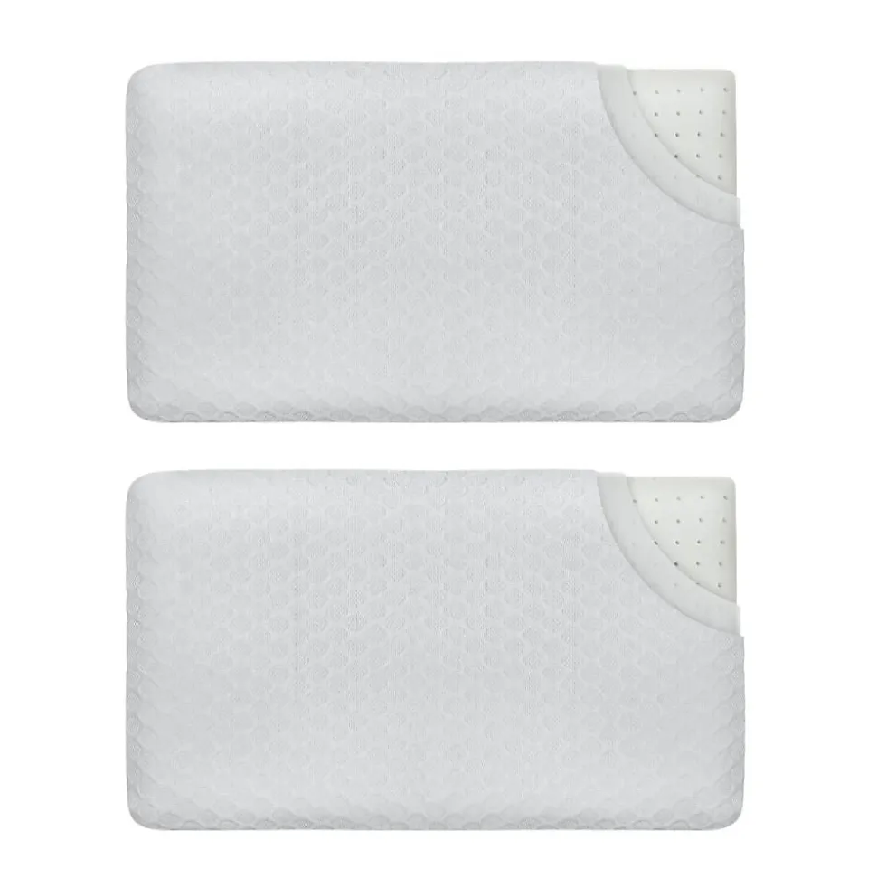 Lot de 2 oreillers enfant respirant en tissu de bambou 50x30x5,5 - INPHYSIO