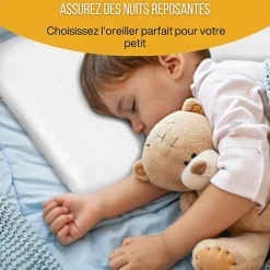 Lot de 3 oreillers enfant respirant en tissu de bambou 50x30x5,5 - INPHYSIO