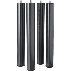 Lot de 4 pieds de lit à visser pour sommier tapissier couleur noir - Hauteur 40 cm x diamètre 5 cm, pas de vis de 10 mm