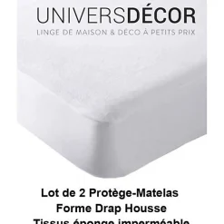 Lot de 2 Protèges matelas imperméable, absorbant et anti-acariens 160 x 200 cm