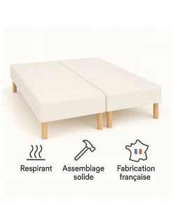 Lot de 2 Sommiers Tapissiers Blanc 80x200 (160x200) Fabrication Française Artis
