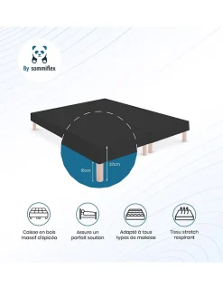 Lot de 2 Sommiers Tapissiers Noir 80x200 Ensemble 160x200 Fabrication Français