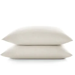 Lot de 2 taies d'oreiller "Drift" pur coton teint lavé 57 fils/cm² toutes dimensions - Ecru - Taies d'oreiller 50 x 70 cm x 2