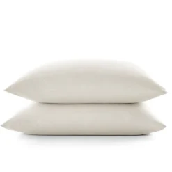 Lot de 2 taies d'oreiller "Drift" pur coton teint lavé 57 fils/cm² toutes dimensions - Ecru - Taies d'oreiller 63 x 63 cm x 2