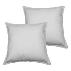 Lot de 2 taies d'oreiller en coton Gris Perle 65x65 cm STUDIO