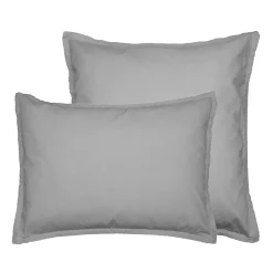 Lot de 2 taies d'oreiller en flanelle de coton Gris Perle 50x70 cm KLAPPEN