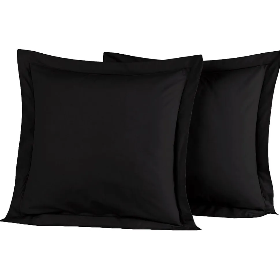 Lot de 2 taies d'oreiller en percale de coton Noir 65x65 cm SOFT PERCALE