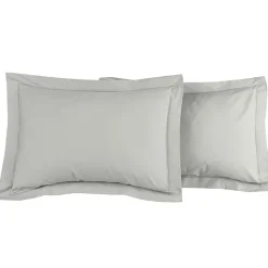 Lot de 2 taies d'oreiller en percale de coton Gris Perle 50x70 cm SOFT PERCALE