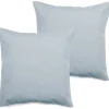 Lot de 2 taies d'oreiller percale pur coton peigné longues fibres 80 fils/cm² Vent du sud - Glacier - Lot de 2 taies d'oreiller 65