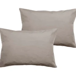 Lot de 2 taies d'oreiller percale pur coton peigné longues fibres 80 fils/cm² Vent du sud - Lin - Lot de 2 taies d'oreiller 50 x 7