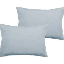 Lot de 2 taies d'oreiller percale pur coton peigné longues fibres 80 fils/cm² Vent du sud - Glacier - Lot de 2 taies d'oreiller 50