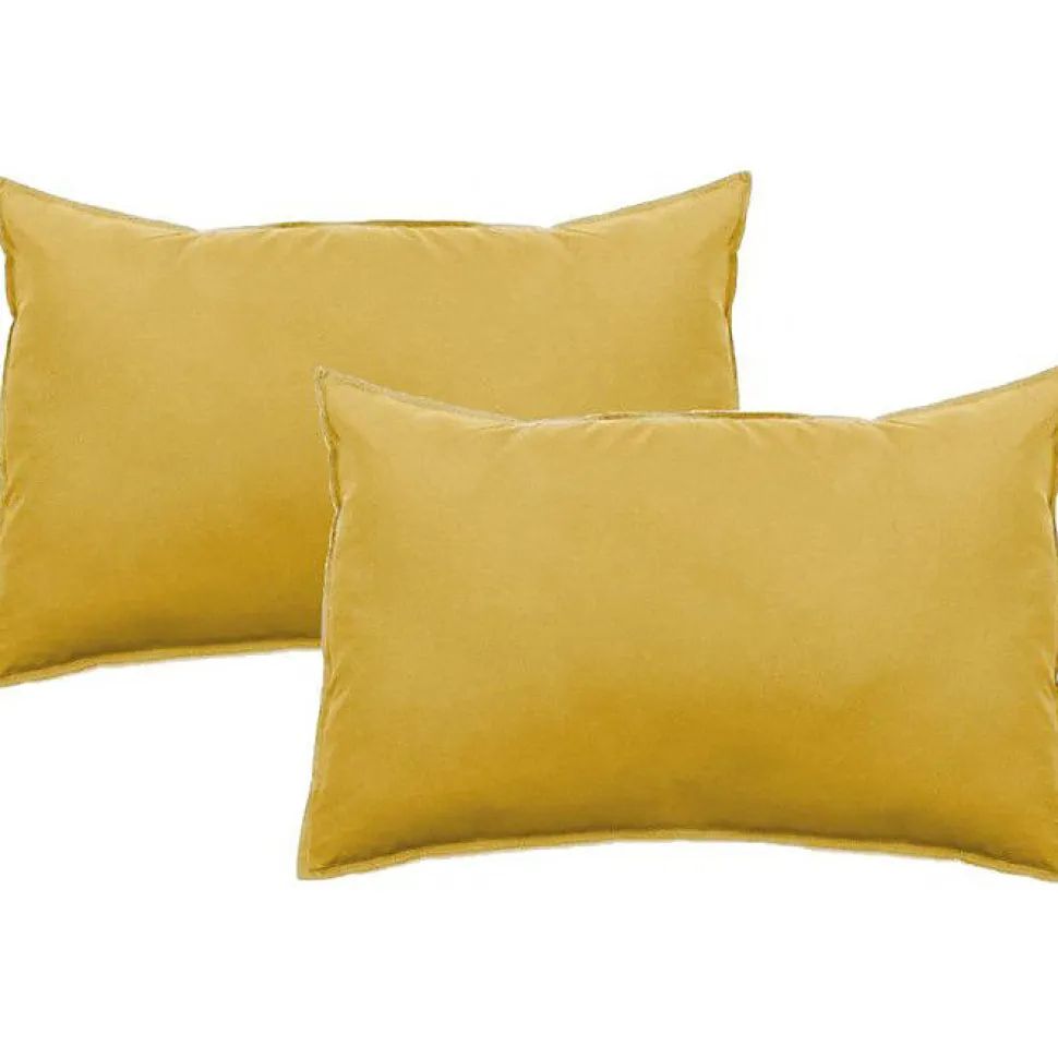 Lot de 2 taies d'oreiller Palace pur coton teint lavé 63 fils/cm² Vent du sud - Palace Naturel - Lot de 2 taies d'oreiller 50 x 70