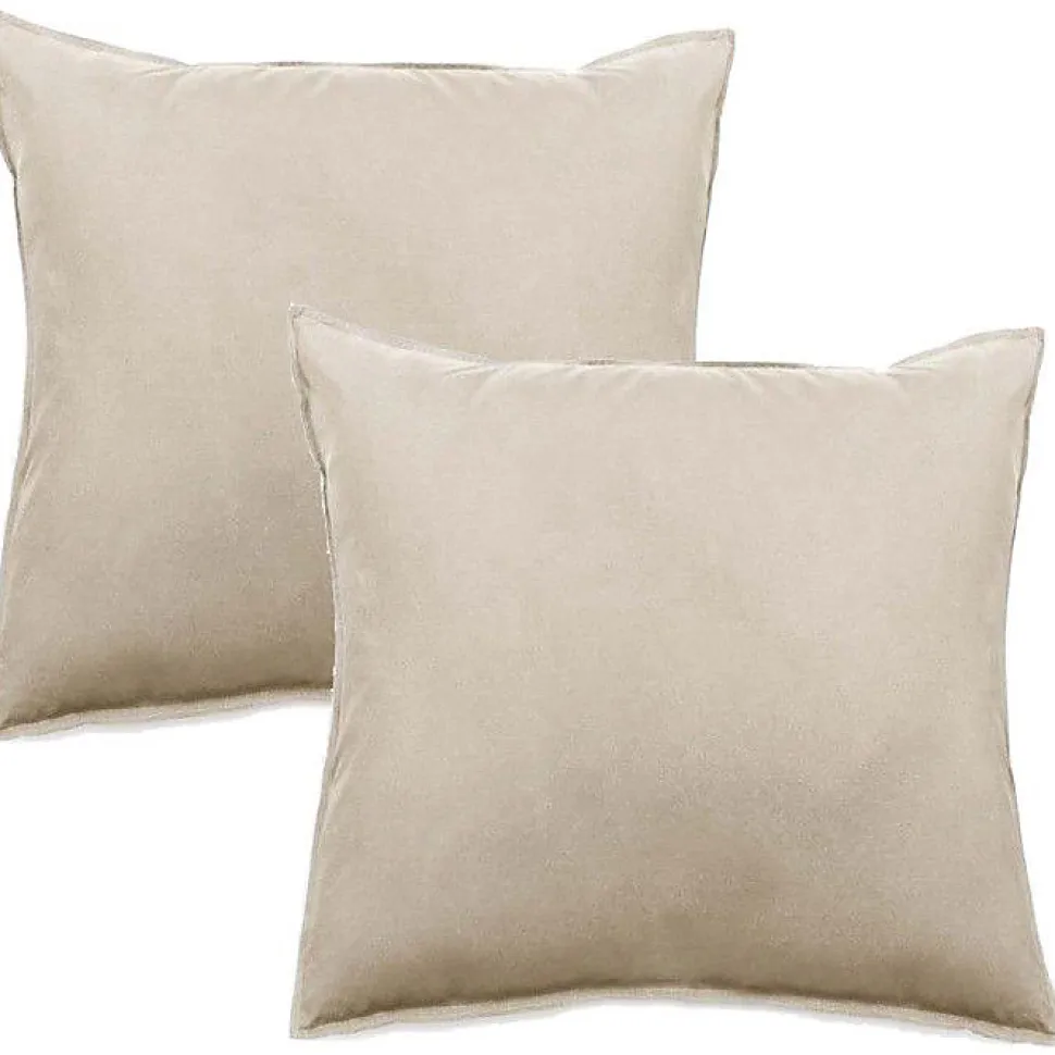 Lot de 2 taies d'oreiller Palace pur coton teint lavé 63 fils/cm² Vent du sud - Palace Naturel - Lot de 2 taies d'oreiller 50 x 70