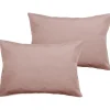 Lot de 2 taies d'oreiller percale pur coton peigné longues fibres 80 fils/cm² Vent du sud - Rose - Lot de 2 taies d'oreiller 50 x