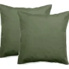 Lot de 2 taies d'oreiller percale pur coton peigné longues fibres 80 fils/cm² Vent du sud - Mousse - Lot de 2 taies d'oreiller 65