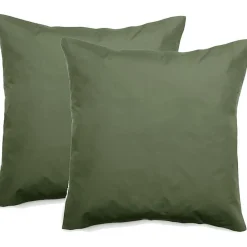 Lot de 2 taies d'oreiller percale pur coton peigné longues fibres 80 fils/cm² Vent du sud - Mousse - Lot de 2 taies d'oreiller 65