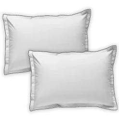 Lot de 2 taies d'oreiller unies en coton finition bourdon 50x70cm