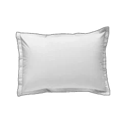 Lot de 2 taies d'oreiller unies en coton finition bourdon 50x70cm