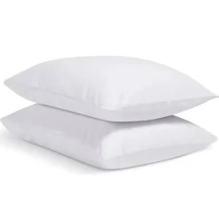 Lot de 2 Taies d'oreiller unies 65x65cm PERCALE BLANC