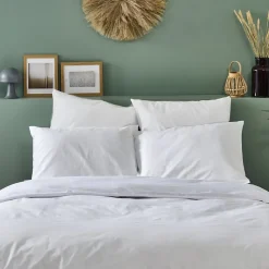 Lot de 2 Taies d'oreiller unies 65x65cm PERCALE BLANC
