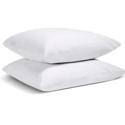 Lot de 2 Taies d'oreiller unies 50x75cm PERCALE BLANC