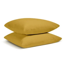Lot de 2 Taies d'oreiller unies 50x75cm PERCALE MOUTARDE