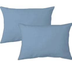 Lot de 2 taies d'oreiller 50x70 cm polyester microfibre LAGO bleu jean