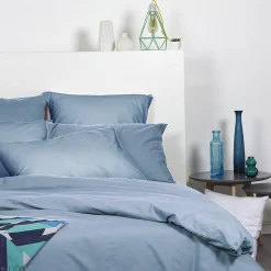 Lot de 2 taies d'oreiller 50x70 cm polyester microfibre LAGO bleu jean