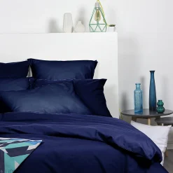 Lot de 2 taies d'oreiller 50x70 cm polyester microfibre LAGO bleu marine