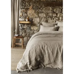 Lot de 2 taies d'oreillers 50 x 70 cm en lin lavé sable - LUISA