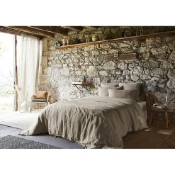 Lot de 2 taies d'oreillers 50 x 70 cm en lin lavé sable - LUISA