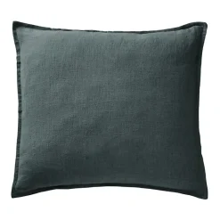 Lot de 2 taies d'oreillers 60 x 60 cm en lin lavé bleu - LUISA