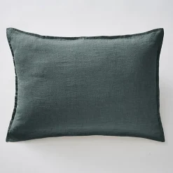 Lot de 2 taies d'oreillers 50 x 70 cm en lin lavé bleu - LUISA