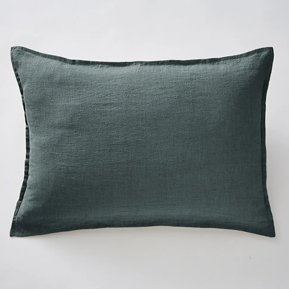 Lot de 2 taies d'oreillers 50 x 70 cm en lin lavé bleu - LUISA