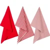 Lot de 3 torchons en coton 45x70 - Rouge- Atmosphera
