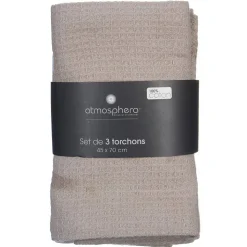 Lot de 3 torchons en coton 45x70 - Rouge- Atmosphera