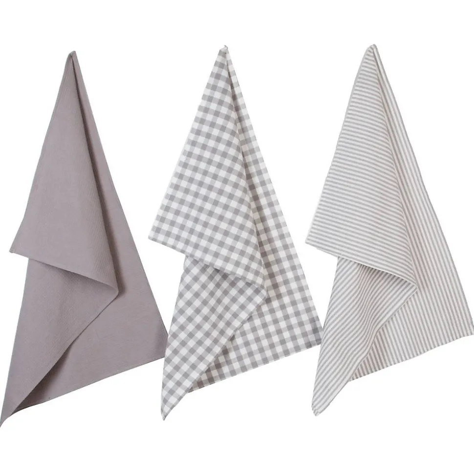 Lot de 3 torchons en coton 45x70 - Rouge- Atmosphera