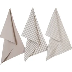 Lot de 3 torchons en coton 45x70 - Gris- Atmosphera