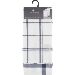 Lot de 2 torchons imprimés - coton - bleu - 45x70 cm - Atmosphera