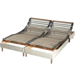 Lot sommiers avec réglage fermeté au niveau lombaire 2x70x190