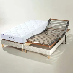 Lot sommiers avec réglage fermeté au niveau lombaire 2x70x190