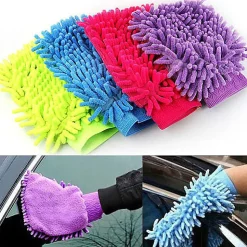 Lot spécial de 4 gants Chenille Microfibre multicolores