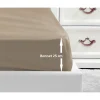 LOVELY HOME Drap Housse 100% coton 160x200x25 cm beige