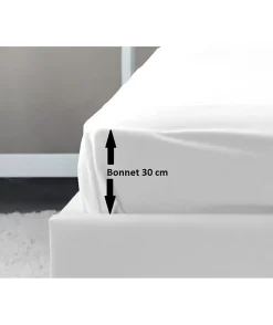 LOVELY HOME Drap Housse 100% coton 180x200x30 cm blanc