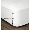 LOVELY HOME Drap Housse 100% Coton 180x200cm - Bonnet 35cm - Blanc
