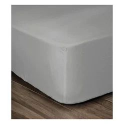 LOVELY HOME Drap Housse 100% Coton 160x200cm - Bonnet 35cm - Gris clair