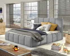 Lucea - lit coffre - 160x200 - sommier inclus - en velours - Best Mobilier