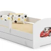 LUK lit enfant avec tiroir et barreau 160x80 Auto flag
