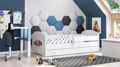 LUK lit enfant avec tiroir et barreau 160x80 Auto flag